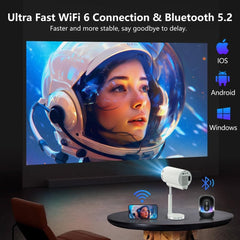 EVO Smart Android 11 Projector 8400 Lumens 4K Full HD | WiFi 6, Bluetooth 5.2 | Home Theater, Gaming, Office | Mini Portable LED Projector for Mobile, Laptop, TV Stick, PS5 (TS7 Projector)