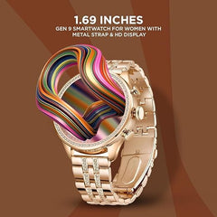 Evo GEN 9 Smartwatch for Women with Metal Strap & HD Display, Bluetooth Calling, 100+ Watch Faces, Health Tracker, Sports Modes & IP67 Waterproof(Rose Gold)