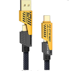 Evo 3-in-1 Cable 13 A 1.2 m Metal Braided 65 Watt 100 Mbps Braided Fast Charging Cable