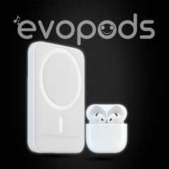 Combo: Evopods 4 -100% ANC + Magnetic Wireless 10000mAh Battery Pack + (USA Quality) Hassle-Free Warranty With FREE Case "