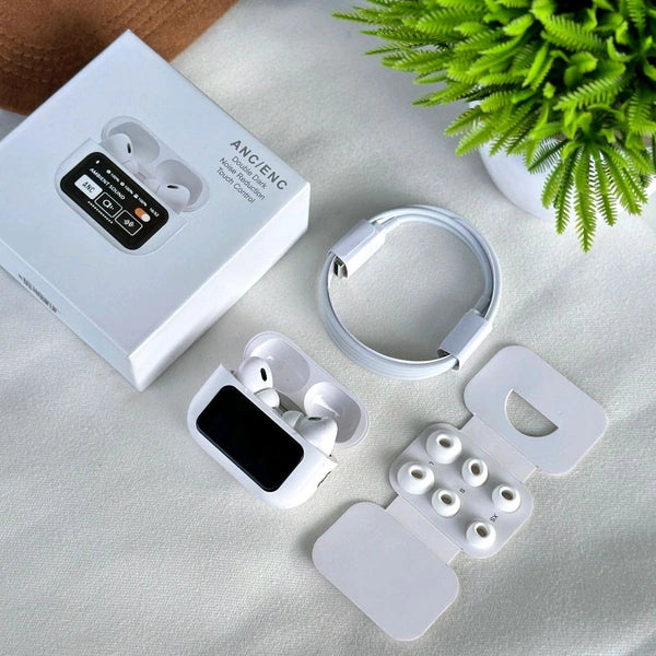 Evopods Display Screen 2 Premium Wireless Earbuds + 100% ANC with 1.41" Full HD Touch Screen + GPS Tracking (Find my evopods ) + 13mm High Deep Bass Drivers WITH FREE Case*