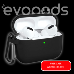 Evopods Pro (2nd generation) with 100% Active Noise Cancellation,36H Battery, 100% Hassle-Free 6 Month Warranty With FREE Silicone Case