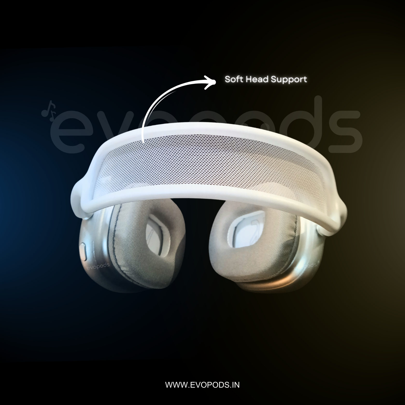 Evopods Max - ANC Wireless Over-Ear Headphones, Transparency Mode, Personalized Spatial Audio, Dolby Atmos 24H Battery & Deep Bass