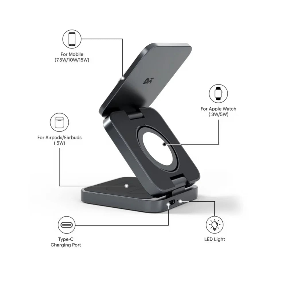Evo Foldaway 3-In-1 Magnetic MagSafe Wireless Fast Charger