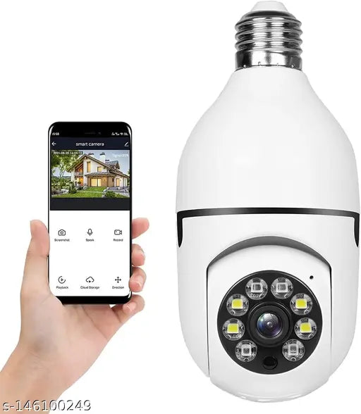 Evo Bulb Camera With WiFi and Full HD, Bulb Shape Wireless WiFi IP CCTV Security Camera with Coloured Night Vision