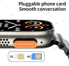 Evo S8 Ultra Smartwatch with 2.02" AMOLED Display, 4GB RAM 64GB Storage, 4G/5G SIM Support, Bluetooth Calling, Fitness Tracker & Social Media Apps | Free Extra Strap