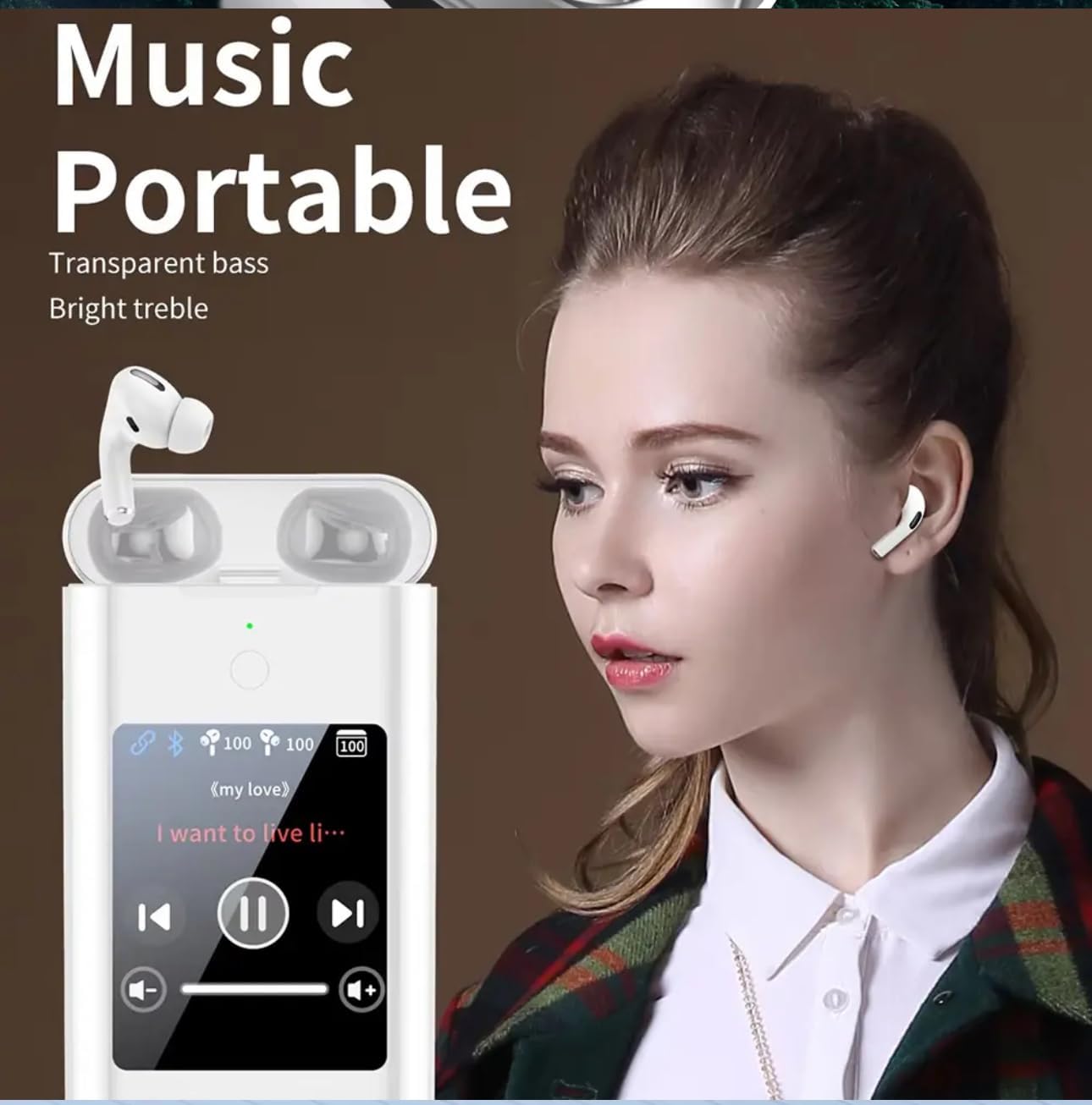 Evopods Pro2 Carrying Treasure with 2.8 inch HD Touch Screen, 10000mAh Power Bank, Active Noise Cancellation | Earphones + Power Bank + 2.8 Multimedia Screen, Three-in-one