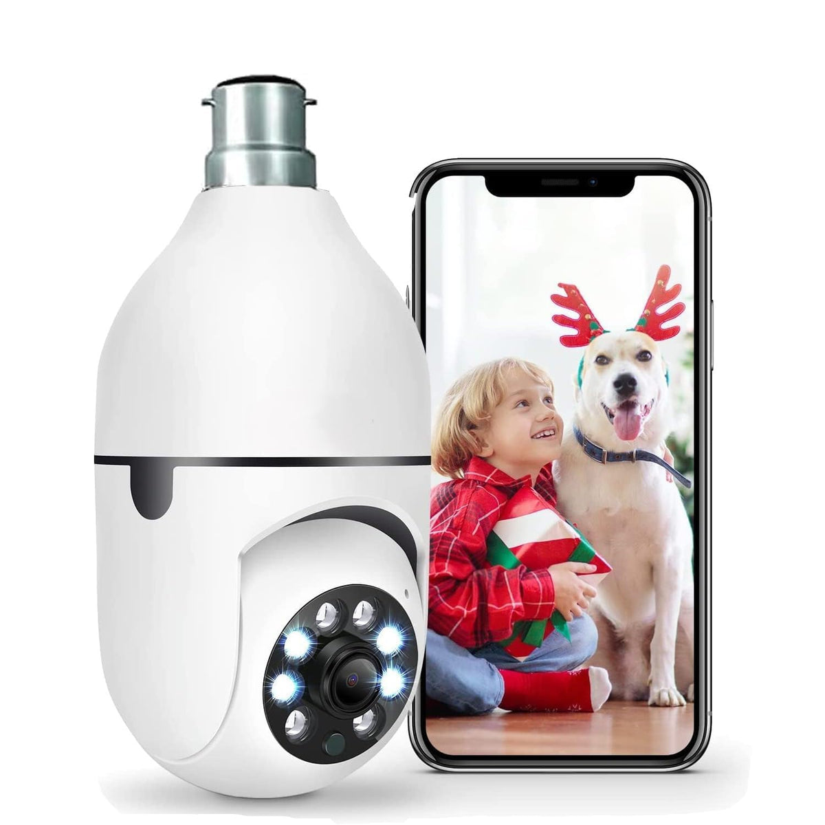 Evo Bulb Camera With WiFi and Full HD, Bulb Shape Wireless WiFi IP CCTV Security Camera with Coloured Night Vision