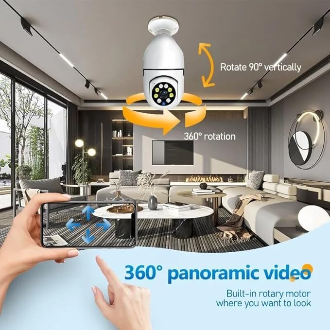 Evo Bulb Camera With WiFi and Full HD, Bulb Shape Wireless WiFi IP CCTV Security Camera with Coloured Night Vision