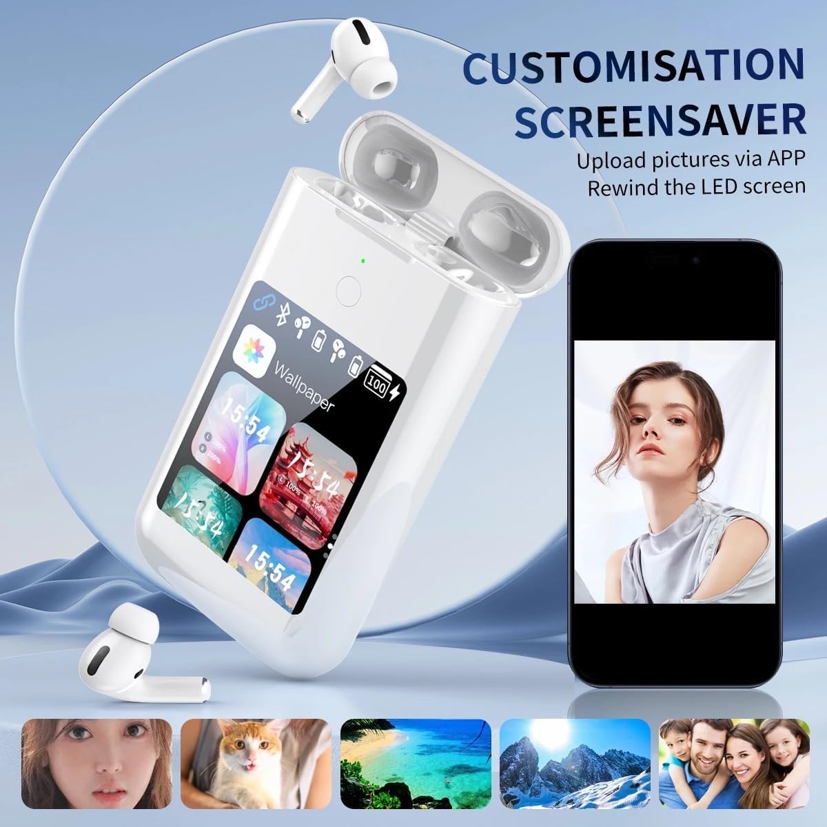 Evopods Pro2 Carrying Treasure with 2.8 inch HD Touch Screen, 10000mAh Power Bank, Active Noise Cancellation | Earphones + Power Bank + 2.8 Multimedia Screen, Three-in-one
