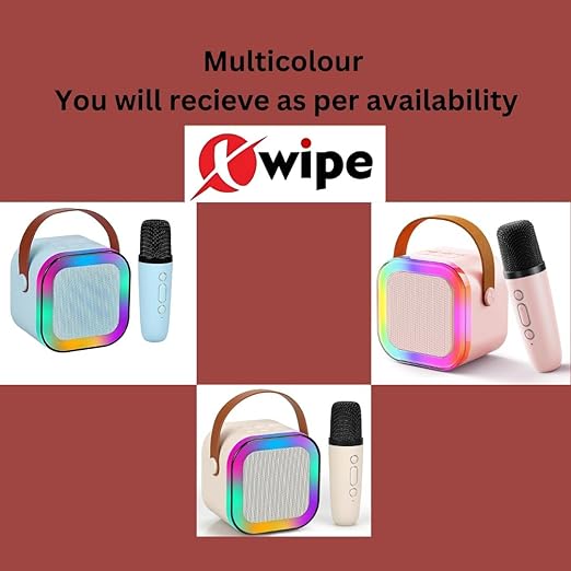 Evo k12 Portable Karaoke Set with LED Bluetooth Speaker and Wireless Microphone/Multi Colour