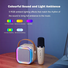 Evo k12 Portable Karaoke Set with LED Bluetooth Speaker and Wireless Microphone/Multi Colour