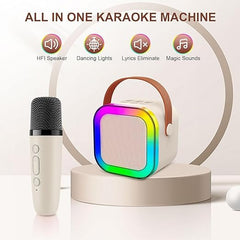 Evo k12 Portable Karaoke Set with LED Bluetooth Speaker and Wireless Microphone/Multi Colour