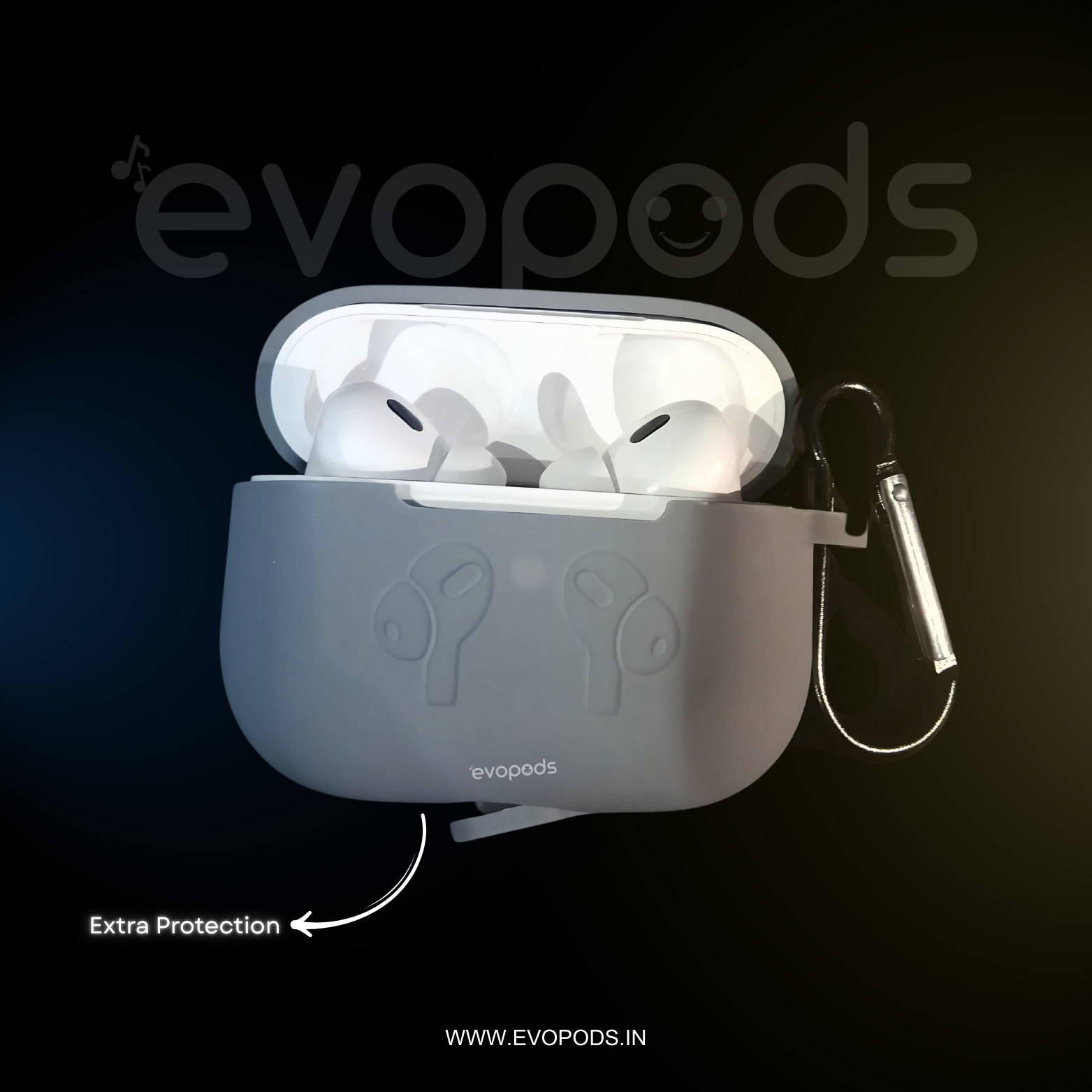 Evopods Pro (2nd generation) with 100% Active Noise Cancellation,36H Battery, 100% Hassle-Free 6 Month Warranty With FREE Silicone Case