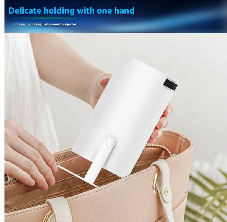 Evo Portable Mini Projector – 4K Supported, 1080P Full HD, 5G WiFi, Bluetooth 5.0, Android 11, 180° Adjustable, Compatible with iOS/Android/TV Stick – White