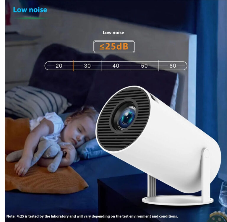 Evo Portable Mini Projector – 4K Supported, 1080P Full HD, 5G WiFi, Bluetooth 5.0, Android 11, 180° Adjustable, Compatible with iOS/Android/TV Stick – White