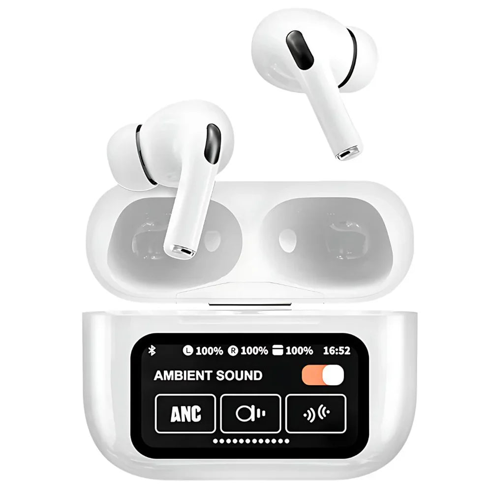 Evopods Display Screen 2 Premium Wireless Earbuds + 100% ANC with 1.41" Full HD Touch Screen + GPS Tracking (Find my evopods ) + 13mm High Deep Bass Drivers WITH FREE Case*