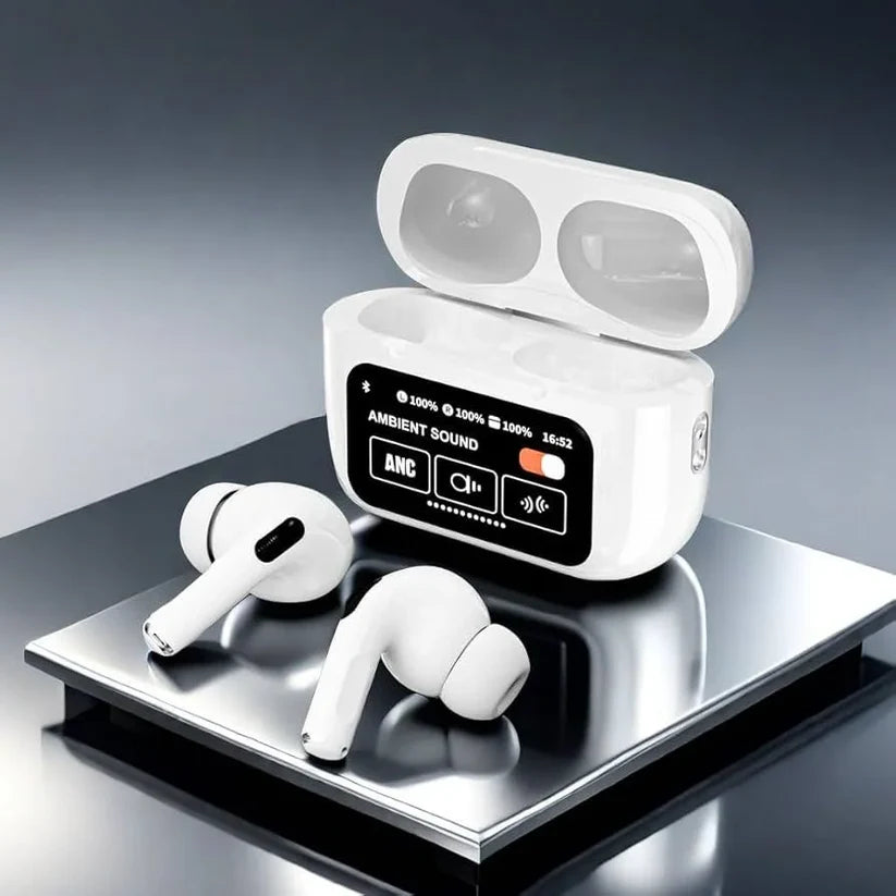 Evopods Display Screen 2 Premium Wireless Earbuds + 100% ANC with 1.41" Full HD Touch Screen + GPS Tracking (Find my evopods ) + 13mm High Deep Bass Drivers WITH FREE Case*