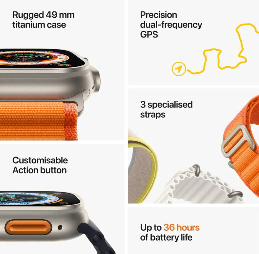 Evo Watch Ultra 2 [GPS +Cellular 49 mm] Smart Watch, Sports Watch with Premium Band Fitness Tracker, Precision GPS, Action Button, Bright Retina Display Bluetooth Calling with ON/OFF Logo
