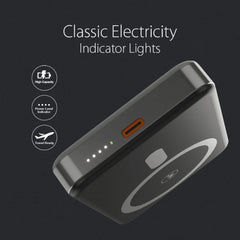 Evo- Mag-Safe Compatible Aluminium Wireless Power Bank|10000 MAh|Fast Charging 20W|Compatible with Samsung/OnePlus/iPhone 12/13/14/15/16/Pro Max|Sleek & Light-Titanium With 6 Months warranty