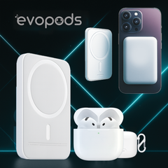 Combo: Evopods 4 -100% ANC + Magnetic Wireless 10000mAh Battery Pack + (USA Quality) Hassle-Free Warranty With FREE Case "