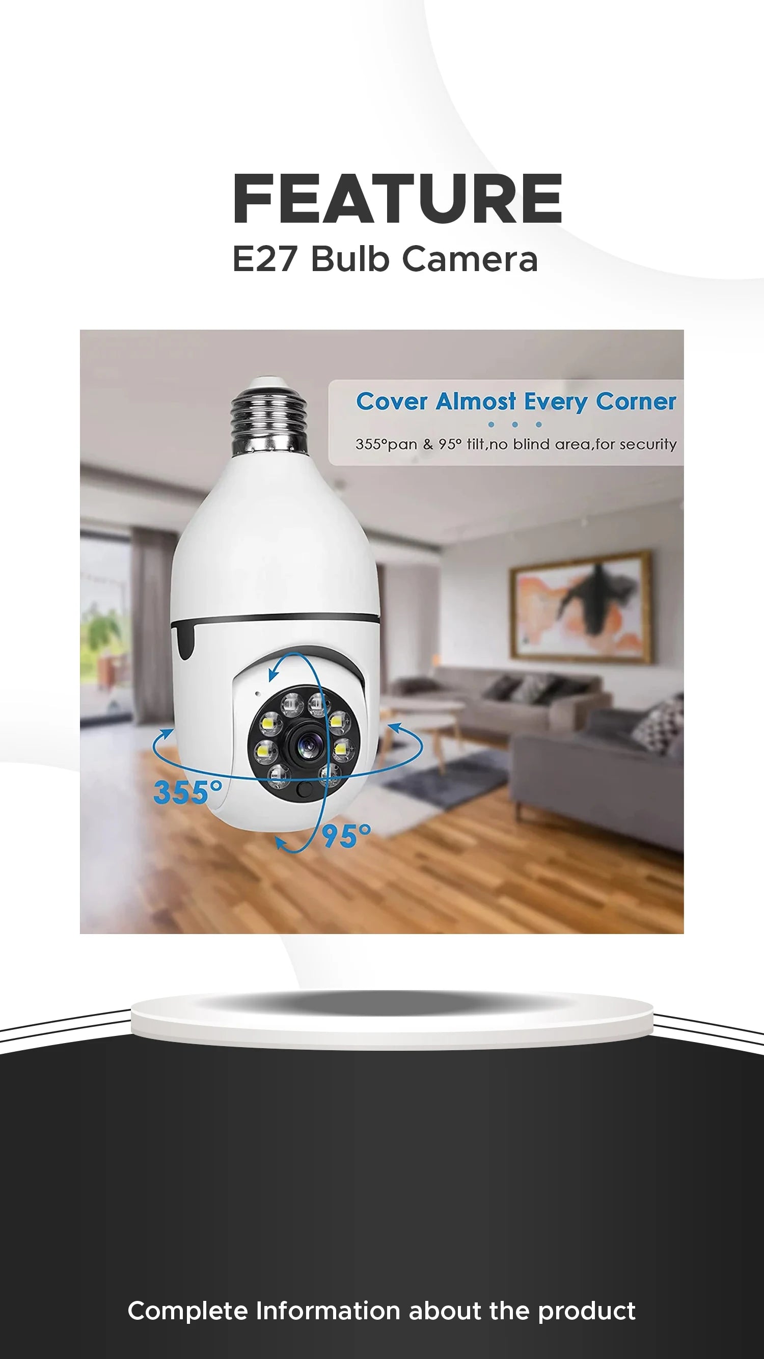 Evo Bulb Camera With WiFi and Full HD, Bulb Shape Wireless WiFi IP CCTV Security Camera with Coloured Night Vision