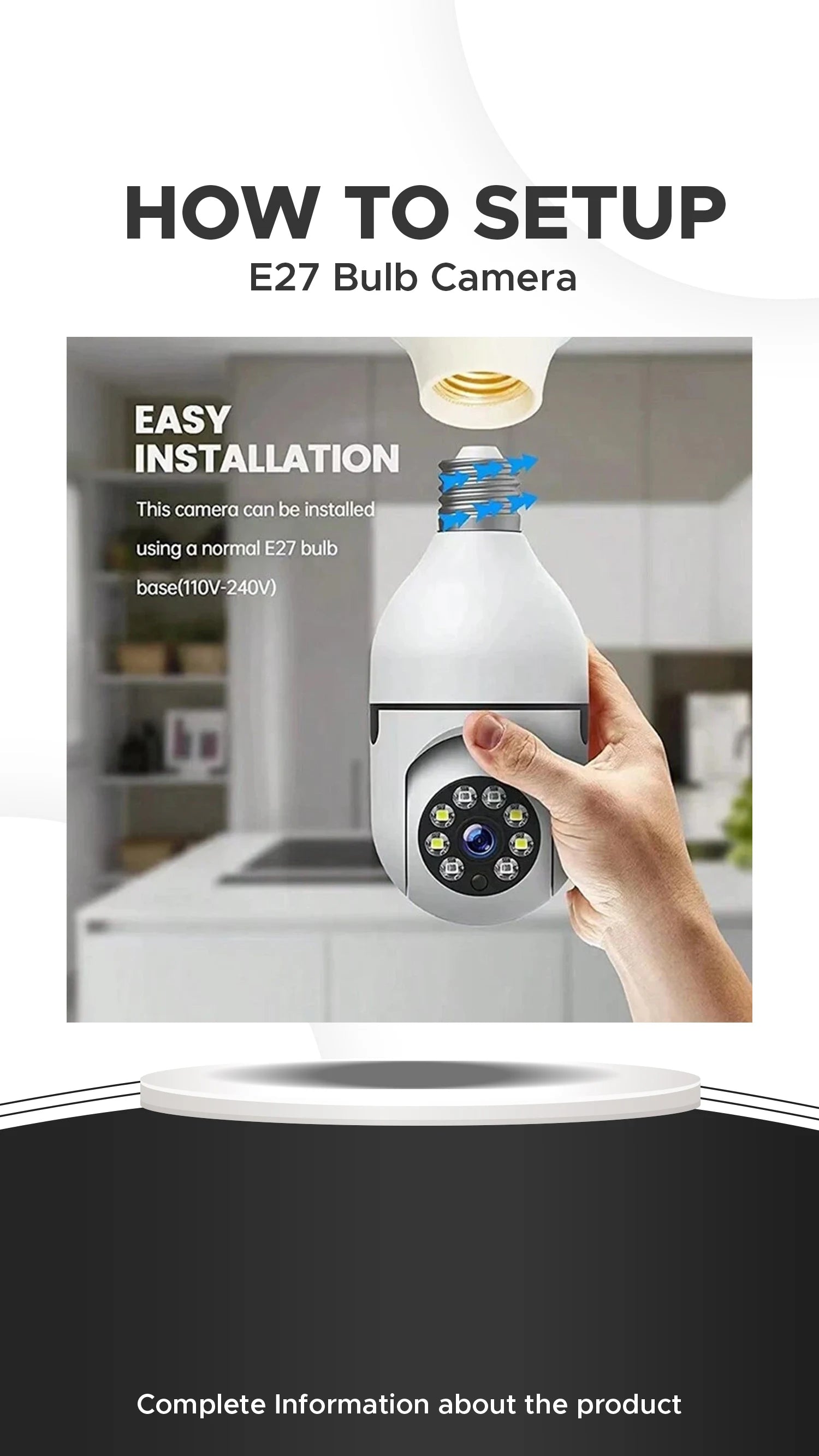 Evo Bulb Camera With WiFi and Full HD, Bulb Shape Wireless WiFi IP CCTV Security Camera with Coloured Night Vision